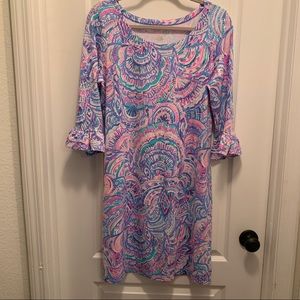 Lilly Pulitzer UPF 50+ Sophie Ruffle Dress Large Happy as a Clam